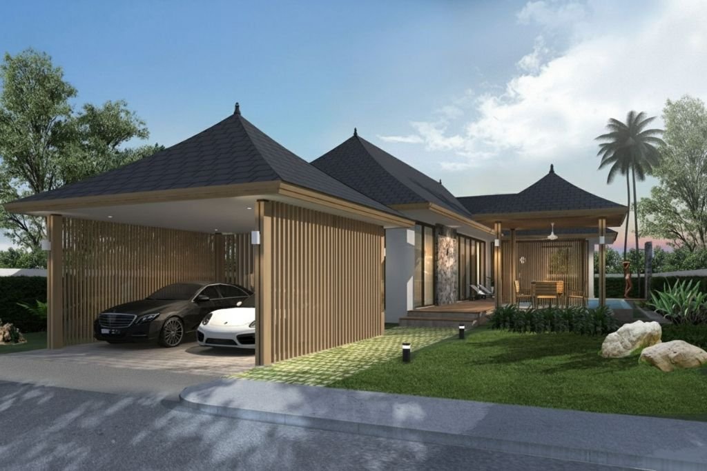 Villa 3 Chambres Lake Side Bliss - Entrée avec carport