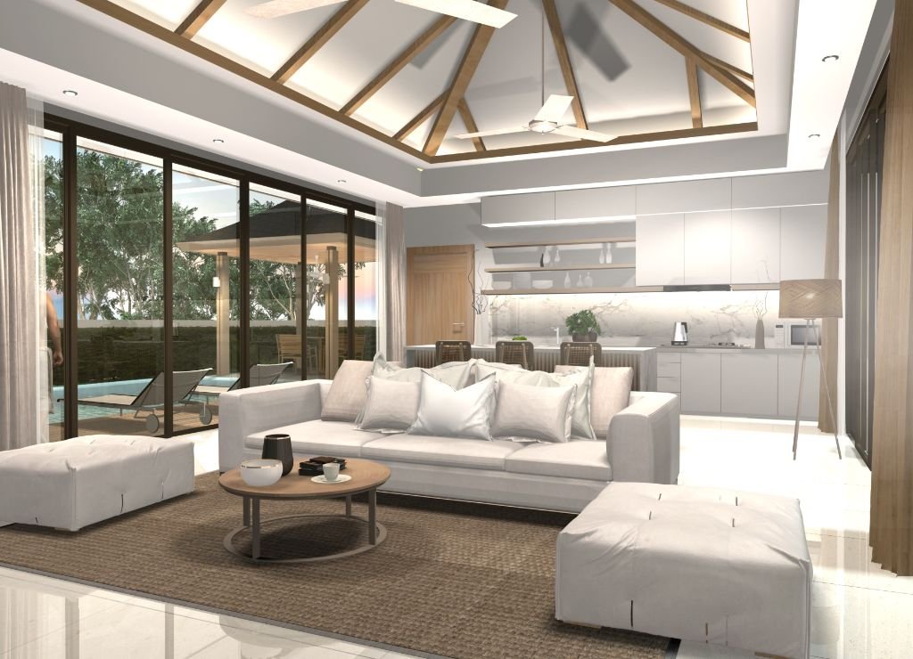 Villa Lake Side Bliss - Salon et cuisine ouverte